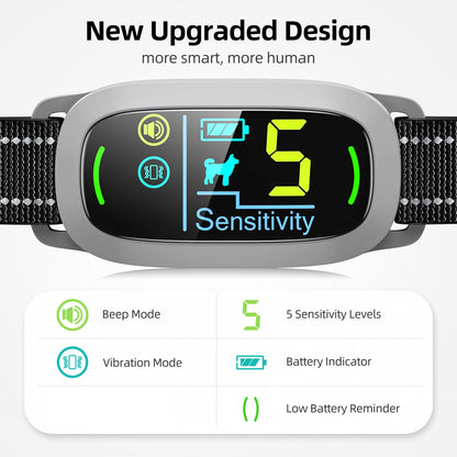 Dog Bark Collar for Large Medium Small Dogs, Rechargeable Smart Bark Collar, Anti Barking Training Collar with 5 Adjustable Sensitivity Beep Vibration (Black)