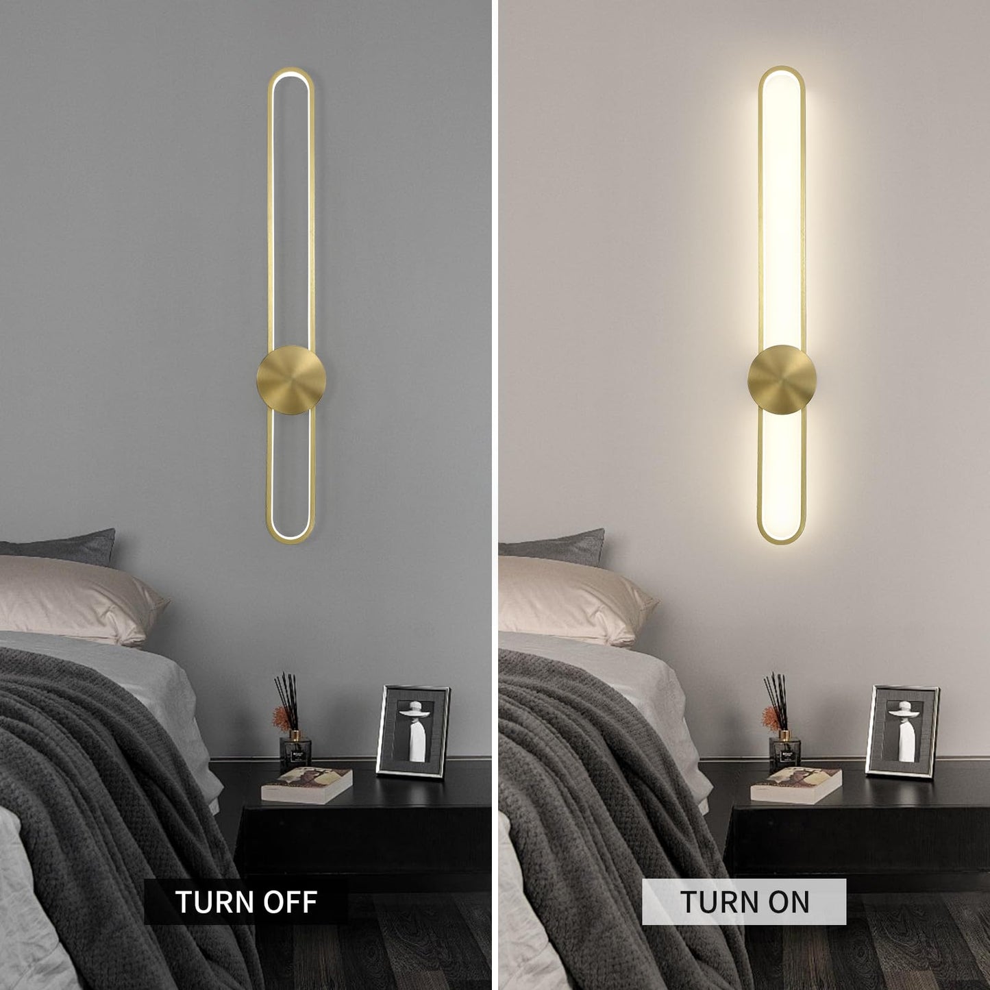 Modern Wall Sconce 4000K Dimmable LED Wall Light Fixture, Hardwired Wall Lamp for Living Room, Dining Room, Bedroom, Hallway, Lobby, Entryway (Brushed Black, H110cm/43.3inch)