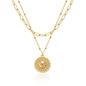 MEVECCO Layered Heart Necklace Pendant Handmade 18k Gold Plated Dainty Gold Choker Arrow Bar Layering Long Necklace for Women