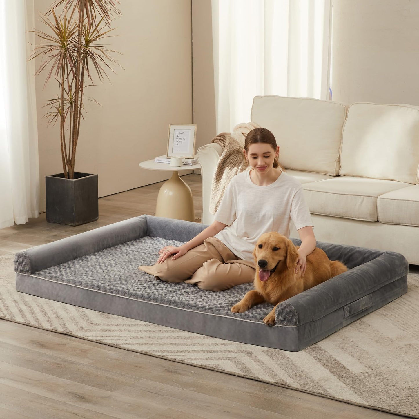 BFPETHOME Dog Beds for Large Dogs, Orthopedic Dog Bed for Medium Large Dogs,Big Waterproof Couch Dog Pet Bed with Removable Washable Cover
