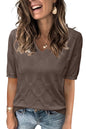 Arach&Cloz Women's Tops 2025 Spring Summer Short Sleeve Sweater Fashion Trendy Dressy Casual Outfit Versatile Knit Blouse