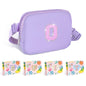 COSHAYSOO Pink Belt Bag Small Waist Fanny Pack Mini Crossbody Purse with Initial Preppy Letter Patch for Teen Girl Women Workout, Cross Body Chest Pouch Trending Birthday Gift Idea (S)