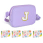 COSHAYSOO Pink Belt Bag Small Waist Fanny Pack Mini Crossbody Purse with Initial Preppy Letter Patch for Teen Girl Women Workout, Cross Body Chest Pouch Trending Birthday Gift Idea (S)