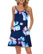 MISFAY Women's Summer Spaghetti Strap Casual Swing Tank Beach Cover Up Dress with Pockets