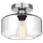 MAXvolador Industrial Semi Flush Mount Ceiling Light, Clear Glass Pendant Lamp Shade, Farmhouse Lighting for Hallway, Vintage Hanging Light Fixtures