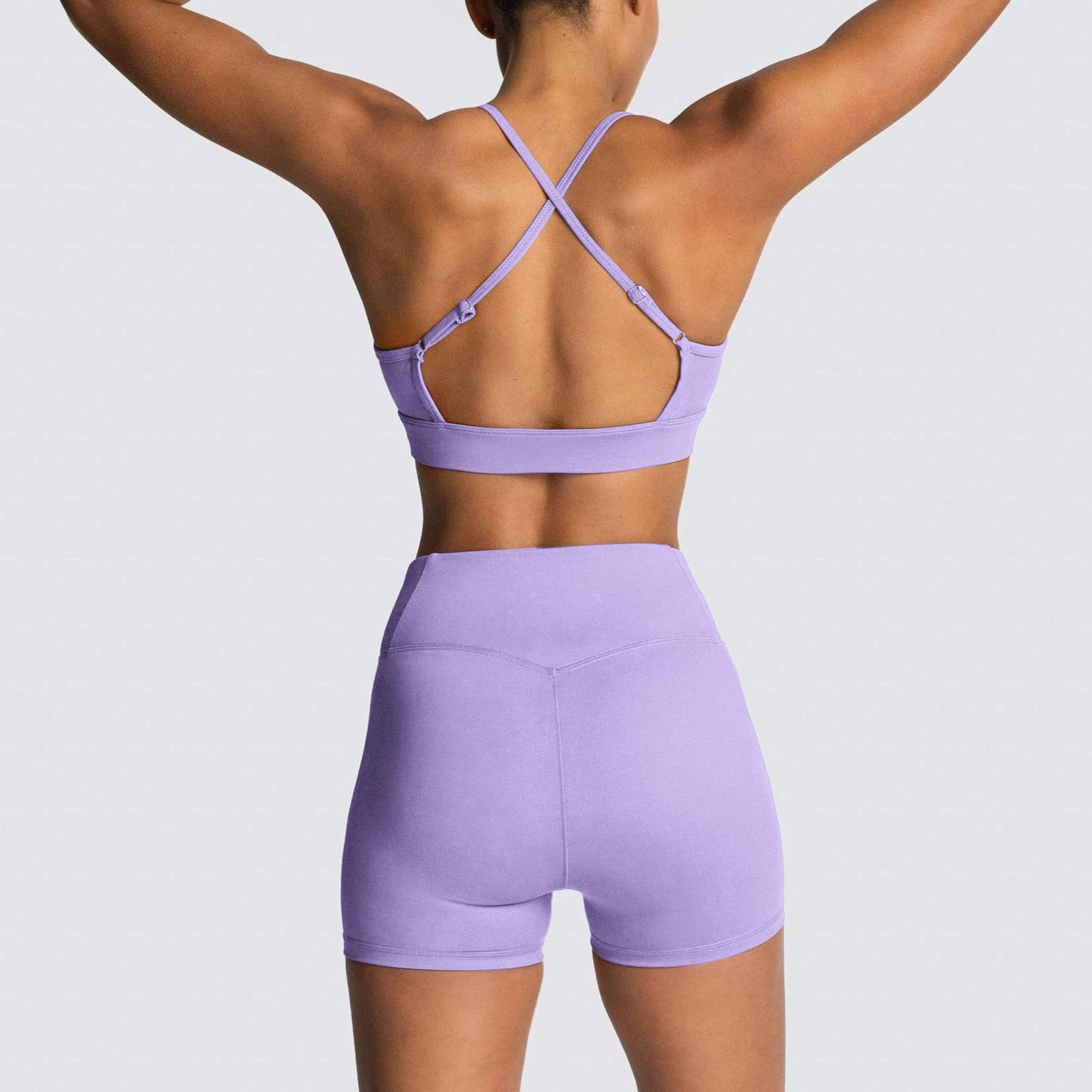 IWEMEK Women's Workout Sets 2 Piece Yoga Outfits High Waisted Biker Shorts and Cross Back Sports Bra Gym Set