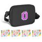 COSHAYSOO Pink Belt Bag Small Waist Fanny Pack Mini Crossbody Purse with Initial Preppy Letter Patch for Teen Girl Women Workout, Cross Body Chest Pouch Trending Birthday Gift Idea (S)