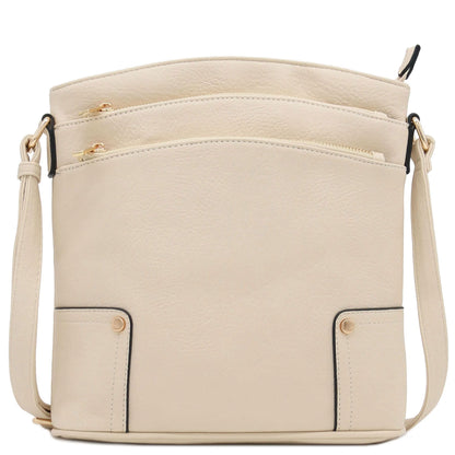 ALYSSA Triple Zip Pocket Large Crossbody Bag