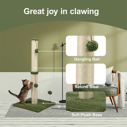 Cat Scratching Post Premium Basics Kitten Scratcher Sisal Scratch Posts with Hanging Ball 22in for Kittens or Smaller Cats (22 inches for Kitten, Beige)