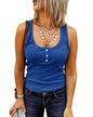 Saodimallsu Womens V Neck Tank Tops Summer Ribbed Sleeveless Henley Shirts Casual Loose Button Up Cami Knit Tees