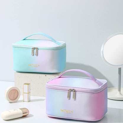 Meiyuuo Cute Makeup Bag Small Cosmetic Bags for Women Girls Gift for Teens Medium Pouch for Purse Essentials Toiletry Zip Pouch PU Waterproof Organizer Case (Cow Print)