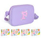 COSHAYSOO Pink Belt Bag Small Waist Fanny Pack Mini Crossbody Purse with Initial Preppy Letter Patch for Teen Girl Women Workout, Cross Body Chest Pouch Trending Birthday Gift Idea (S)