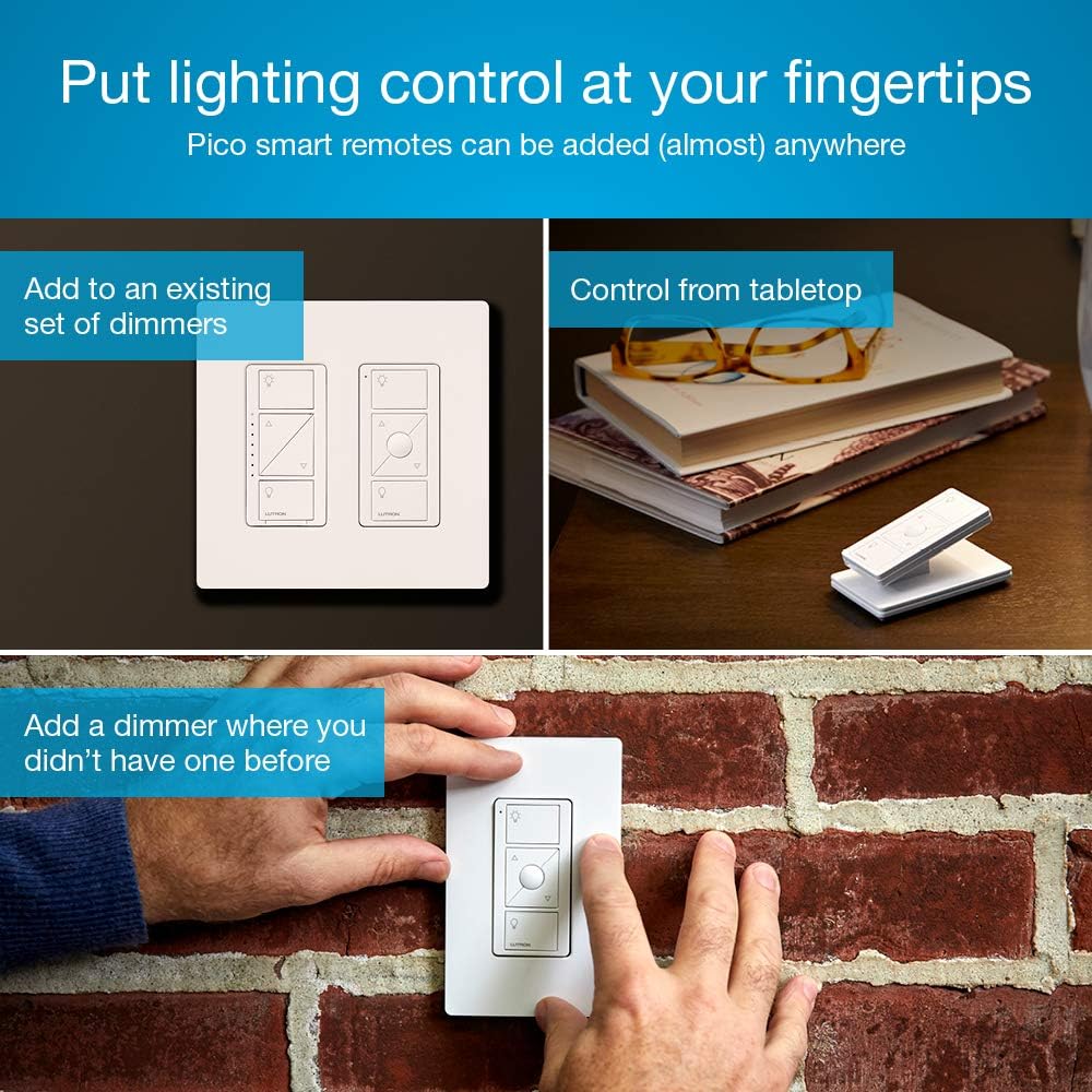 Lutron Caseta Smart Lighting Kit w/ Hub, 2 Original Dimmer Switches, 2 Remotes & More for LED Light Bulbs, Works w/ Alexa, Apple Homekit, Google Home, No Neutral Req, Single-Pole/3-Way, P-BDG-PKG2W