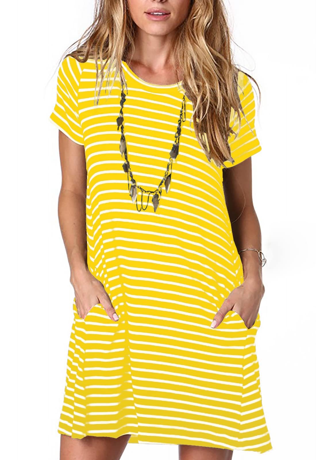Alaster Women’s Casual Summer T Shirt Dress Loose Short Sleeve Tunic Dress with Pocket for Women