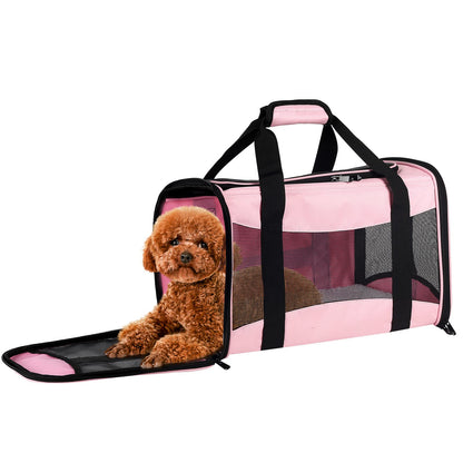 Cat Carrying Case Pet Dog Carrier Soft-Sided Cat Bag Airline Approved, Pet Travel Carrier Up to 15 Lbs, Collapsible Cat Carrier Dog Carrier for Medium Cats Small Cats Dogs(17x11x11 Green)