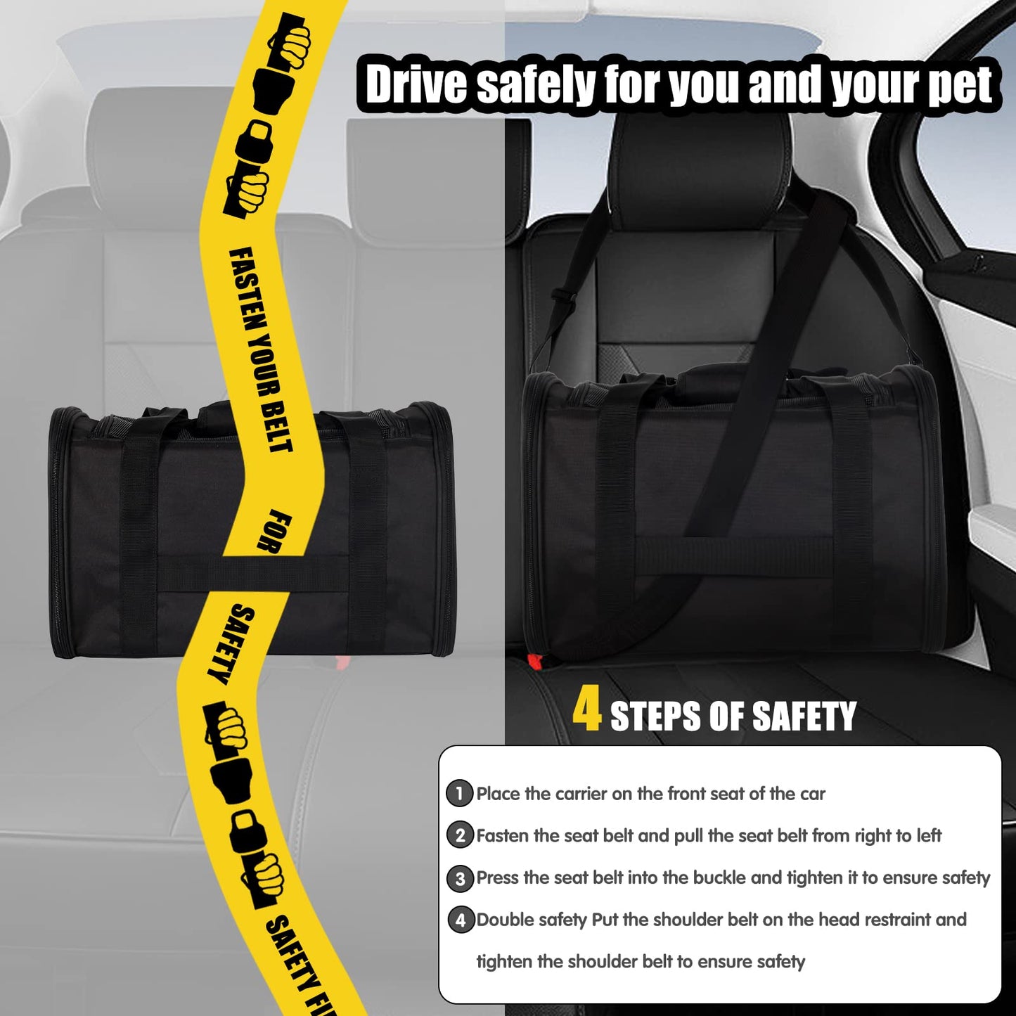 Cat Carrying Case Pet Dog Carrier Soft-Sided Cat Bag Airline Approved, Pet Travel Carrier Up to 15 Lbs, Collapsible Cat Carrier Dog Carrier for Medium Cats Small Cats Dogs(17x11x11 Green)