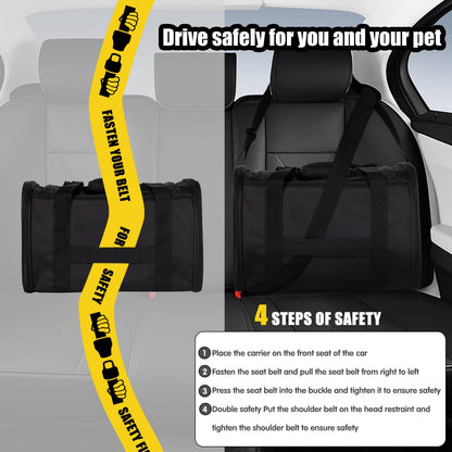Cat Carrying Case Pet Dog Carrier Soft-Sided Cat Bag Airline Approved, Pet Travel Carrier Up to 15 Lbs, Collapsible Cat Carrier Dog Carrier for Medium Cats Small Cats Dogs(17x11x11 Green)