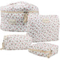 Cute Makeup Bag for Women(2 Pcs), Travel Cosmetic Bags, Quilted Coquette Aesthetic Floral Toiletry Organizer Bag (NavyBlue Flower)