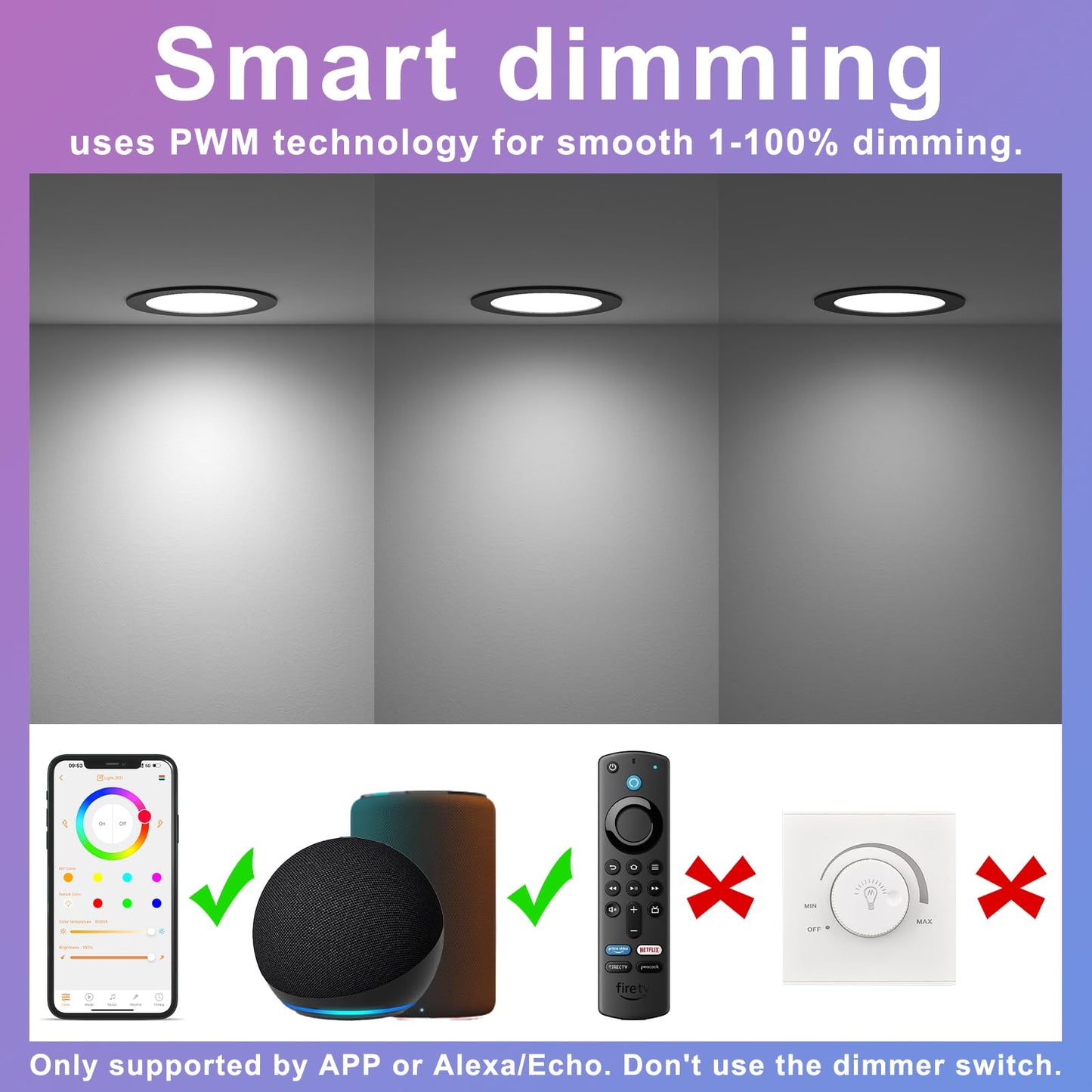 Smart Recessed Lighting 4 Inch RGBCW Color Changing 12W LED Downlight with Junction Box,1000 Lumen Recessed Ceiling Light Compatible with Alexa,Dimmable by Bluetooth Control -12Pack