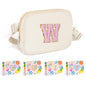 COSHAYSOO Pink Belt Bag Small Waist Fanny Pack Mini Crossbody Purse with Initial Preppy Letter Patch for Teen Girl Women Workout, Cross Body Chest Pouch Trending Birthday Gift Idea (S)