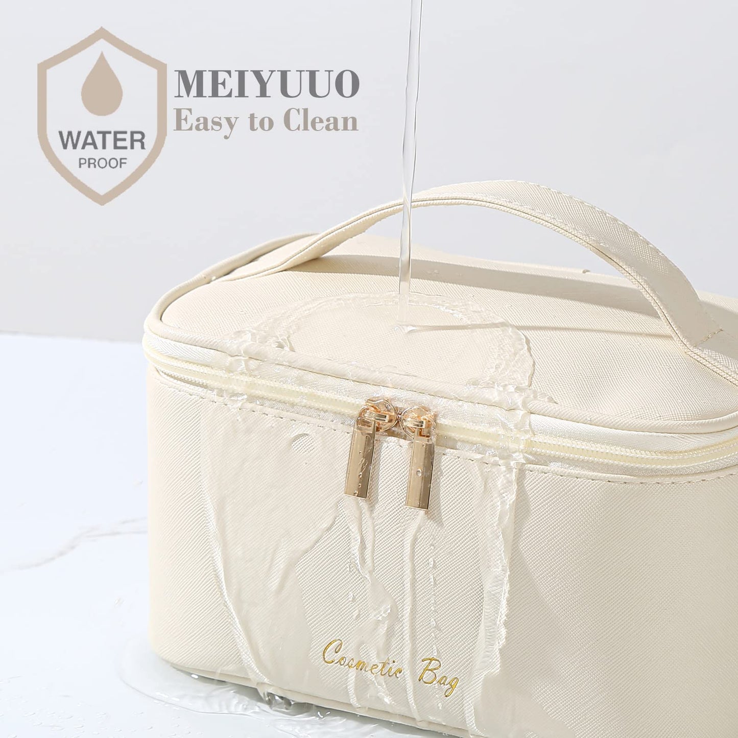 Meiyuuo Cute Makeup Bag Small Cosmetic Bags for Women Girls Gift for Teens Medium Pouch for Purse Essentials Toiletry Zip Pouch PU Waterproof Organizer Case (Cow Print)