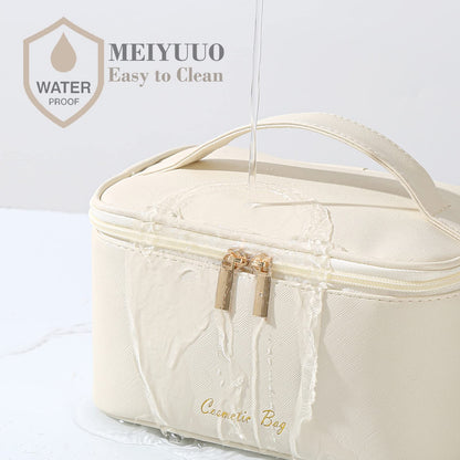 Meiyuuo Cute Makeup Bag Small Cosmetic Bags for Women Girls Gift for Teens Medium Pouch for Purse Essentials Toiletry Zip Pouch PU Waterproof Organizer Case (Cow Print)