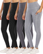 4 Pack Leggings with Pockets for Women,High Waist Tummy Control Workout Yoga Pants