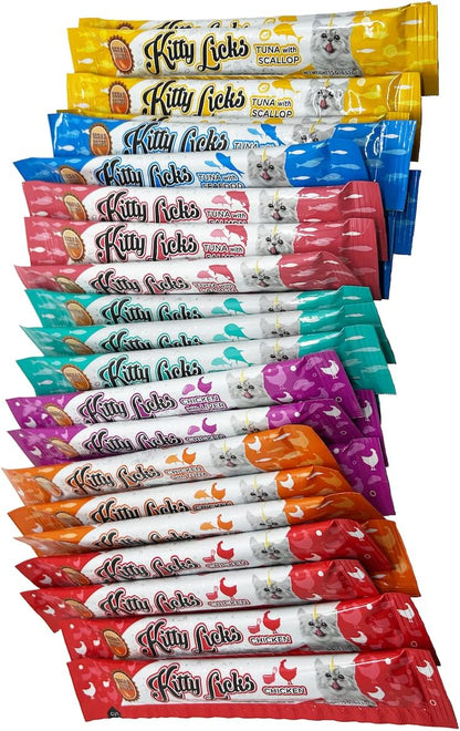 Rena's Recipe Kitty Licks Variety Pack (28 Tubes / 7 Flavor Variations of Chicken, Tuna, and Seafood)