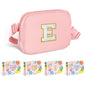 COSHAYSOO Pink Belt Bag Small Waist Fanny Pack Mini Crossbody Purse with Initial Preppy Letter Patch for Teen Girl Women Workout, Cross Body Chest Pouch Trending Birthday Gift Idea (S)