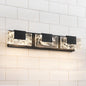LED Bathroom Vanity Light: 24 inch Brushed Gold Acrylic Modern Lighting Fixtures - 3 Lights Contemporary Smoke Design Wall Lights Fixture Over Mirror 3000K