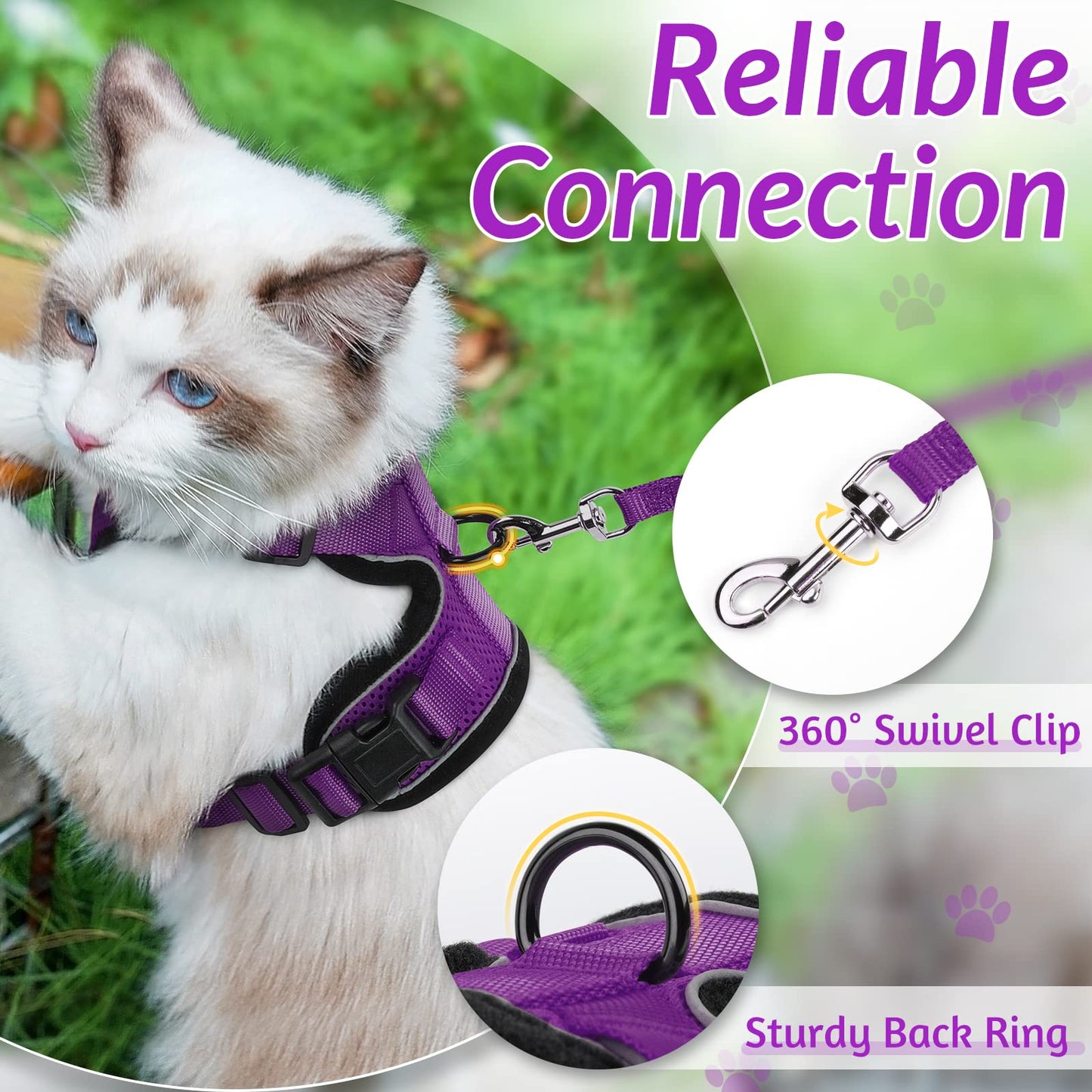 rabbitgoo Cat Harness and Leash for Walking, Escape Proof Soft Adjustable Vest Harnesses for Cats, Easy Control Breathable Reflective Strips Jacket, Black, XS