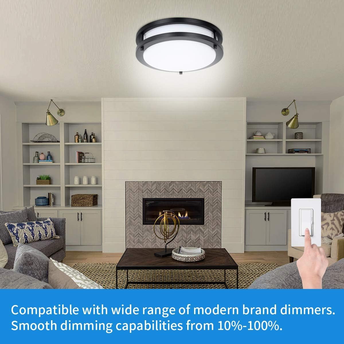 36W Dimmable LED Ceiling Light Fixture, 12 inch Flush Mount Light Fixture, Ceiling Lights for Bedroom, Kitchen, Bathroom, Super Bright 4000 Lumens, 400W Equivalent, 5000K Daylight White