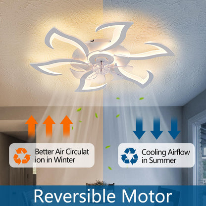 Ceiling Fan with Lights Remote Control, 24" Black, 6 Speeds 3 Light Color Low Profile Flush Mount Ceiling Fan for Kitchen Bedroom