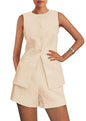 PRETTYGARDEN Women's 2 Piece Sets 2025 Summer Trendy Button Down Suit Vest Tops High Waisted Shorts Business Casual Outfits