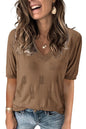 Arach&Cloz Women's Tops 2025 Spring Summer Short Sleeve Sweater Fashion Trendy Dressy Casual Outfit Versatile Knit Blouse