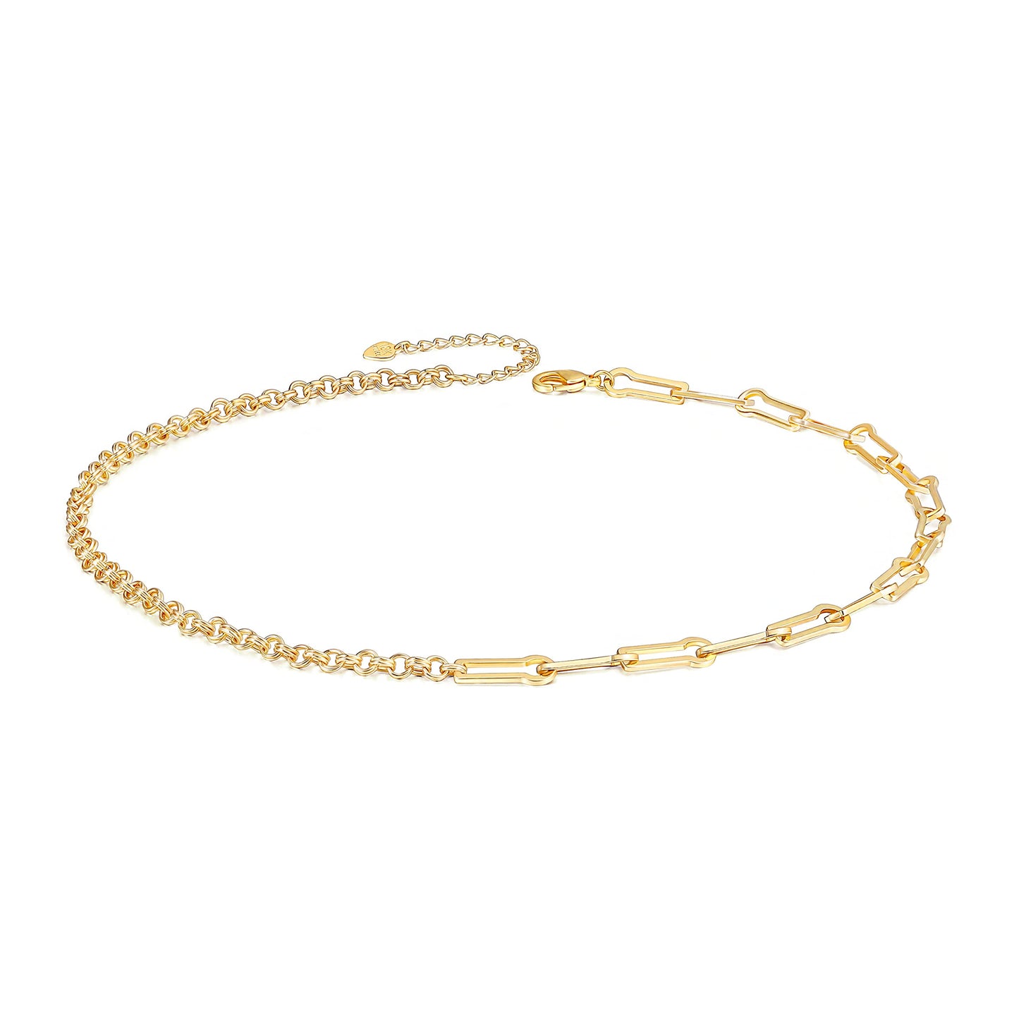 Aobei Pearl 18K Gold Paperclip Chain Choker Satellite Chain Biwa Pearl Pendant Necklace Dainty Jewelry for Women