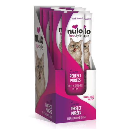 Nulo Freestyle Grain-Free Perfect Purees Premium Wet Cat Treats, Squeezable Meal Topper for Felines, High Moisture Content to Support Cat Hydration, 0.5 Ounce, Variety Pack