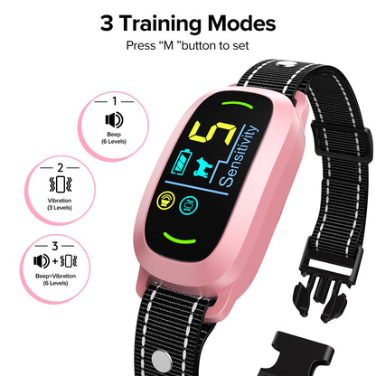 Dog Bark Collar for Large Medium Small Dogs, Rechargeable Smart Bark Collar, Anti Barking Training Collar with 5 Adjustable Sensitivity Beep Vibration (Black)