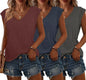 Bliwov 3 Pack Women's Cap Sleeve Tank Tops U Neck Spring Summer Tops Casual Tee Shirts 2025 Beach Vacation Fashion Clothes