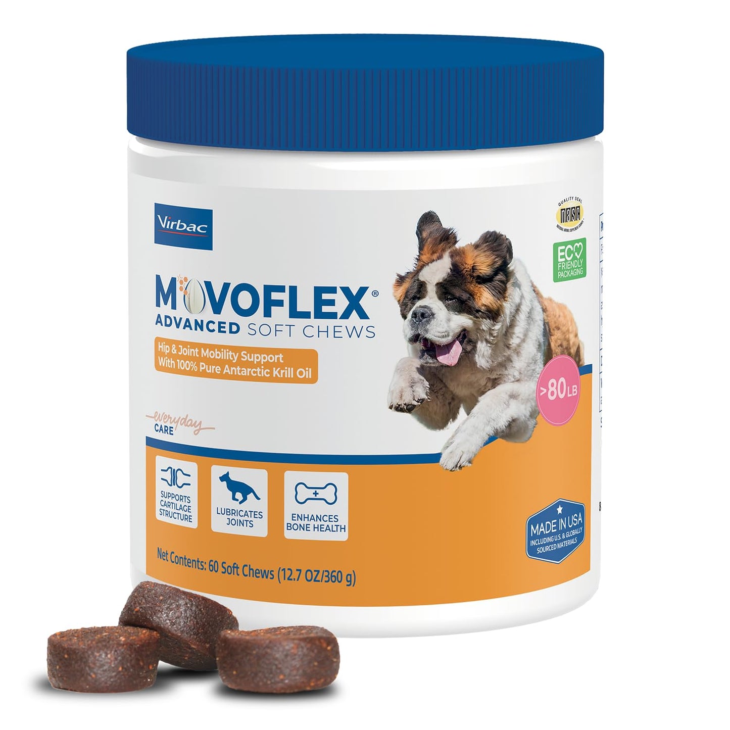 Advanced Soft Chews Hip Joint Support Supplement for Large Dogs- 60 Count by Virbac
