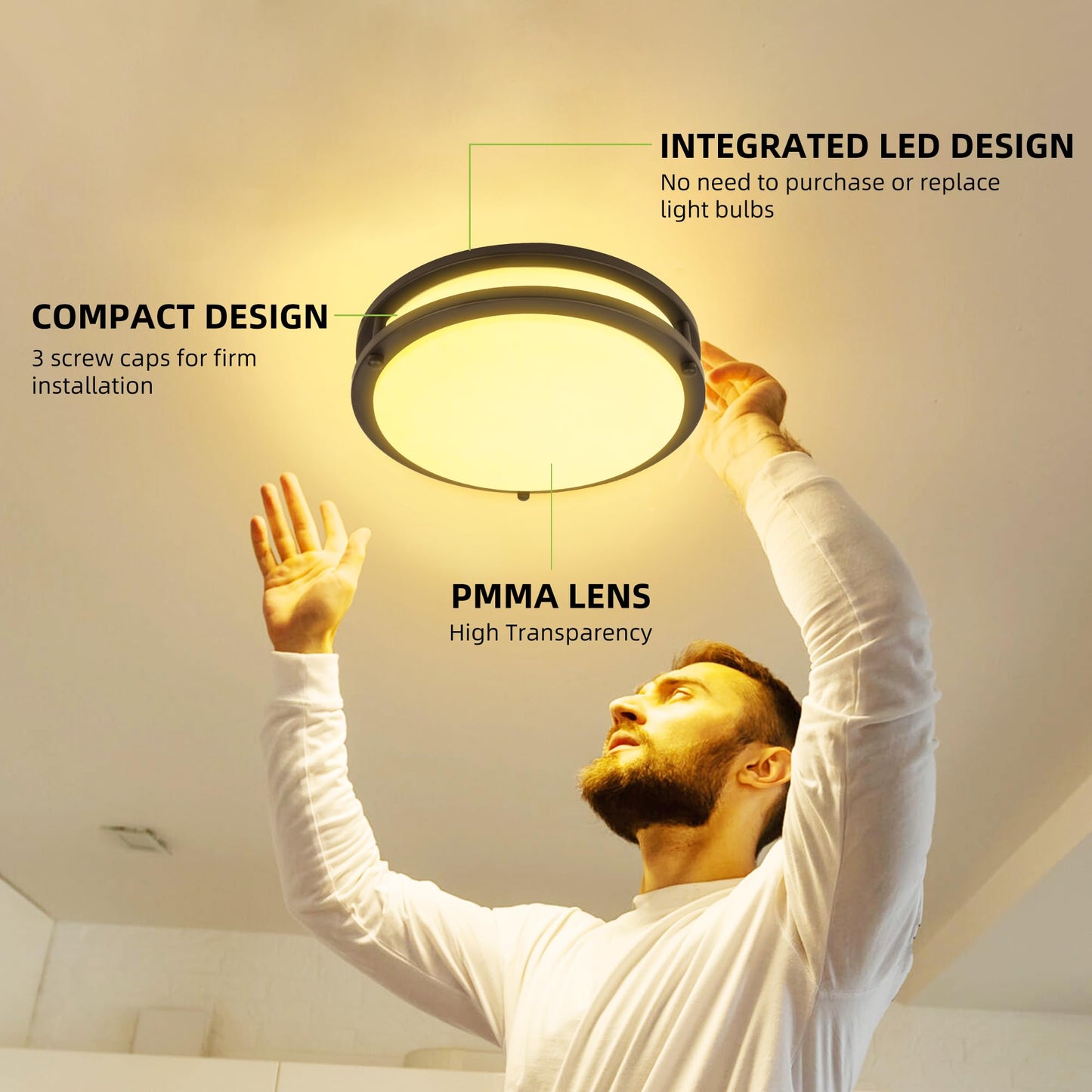 13 inch Flush Mount LED Ceiling Light Fixture, 2700K/3000K/3500K/4000K/5000K Adjustable Ceiling Lights, Oil Rubbed Bronze Saturn Dimmable Lighting for Hallway Bathroom Kitchen or Stairwell, ETL Listed