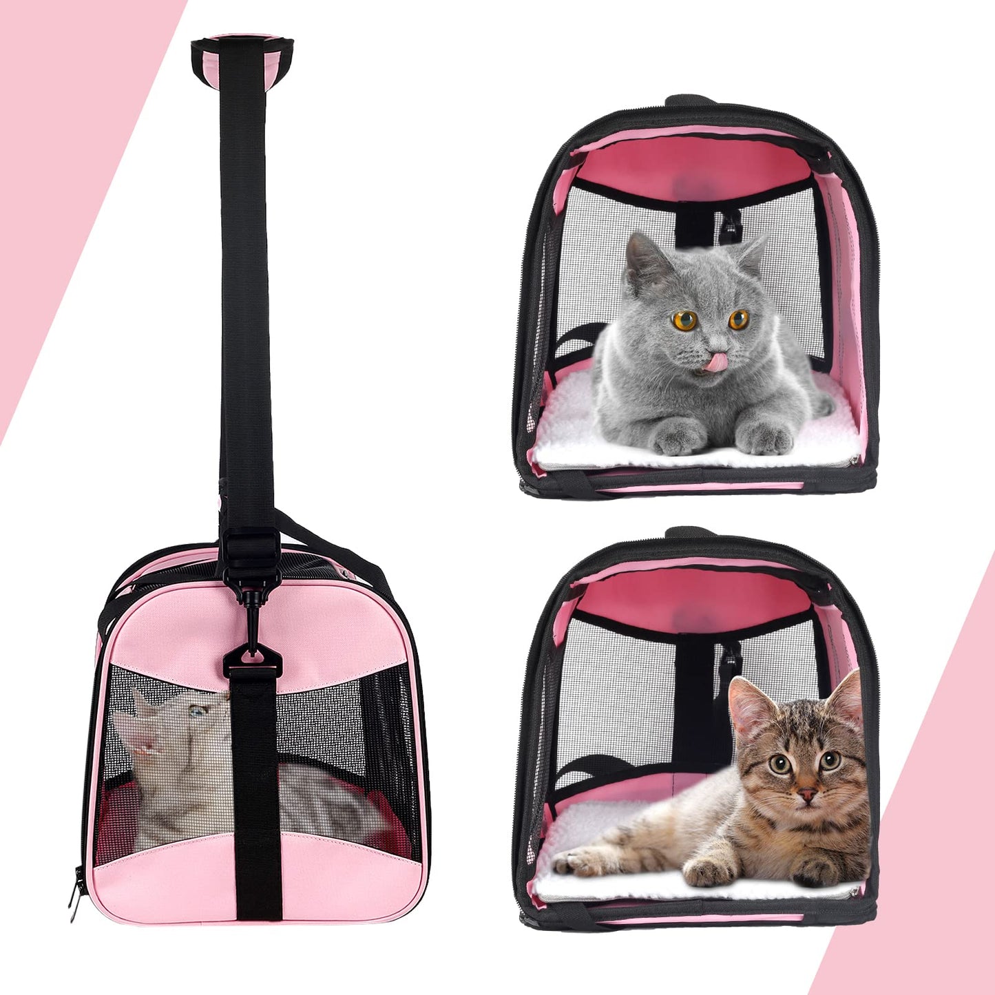 Cat Carrying Case Pet Dog Carrier Soft-Sided Cat Bag Airline Approved, Pet Travel Carrier Up to 15 Lbs, Collapsible Cat Carrier Dog Carrier for Medium Cats Small Cats Dogs(17x11x11 Green)
