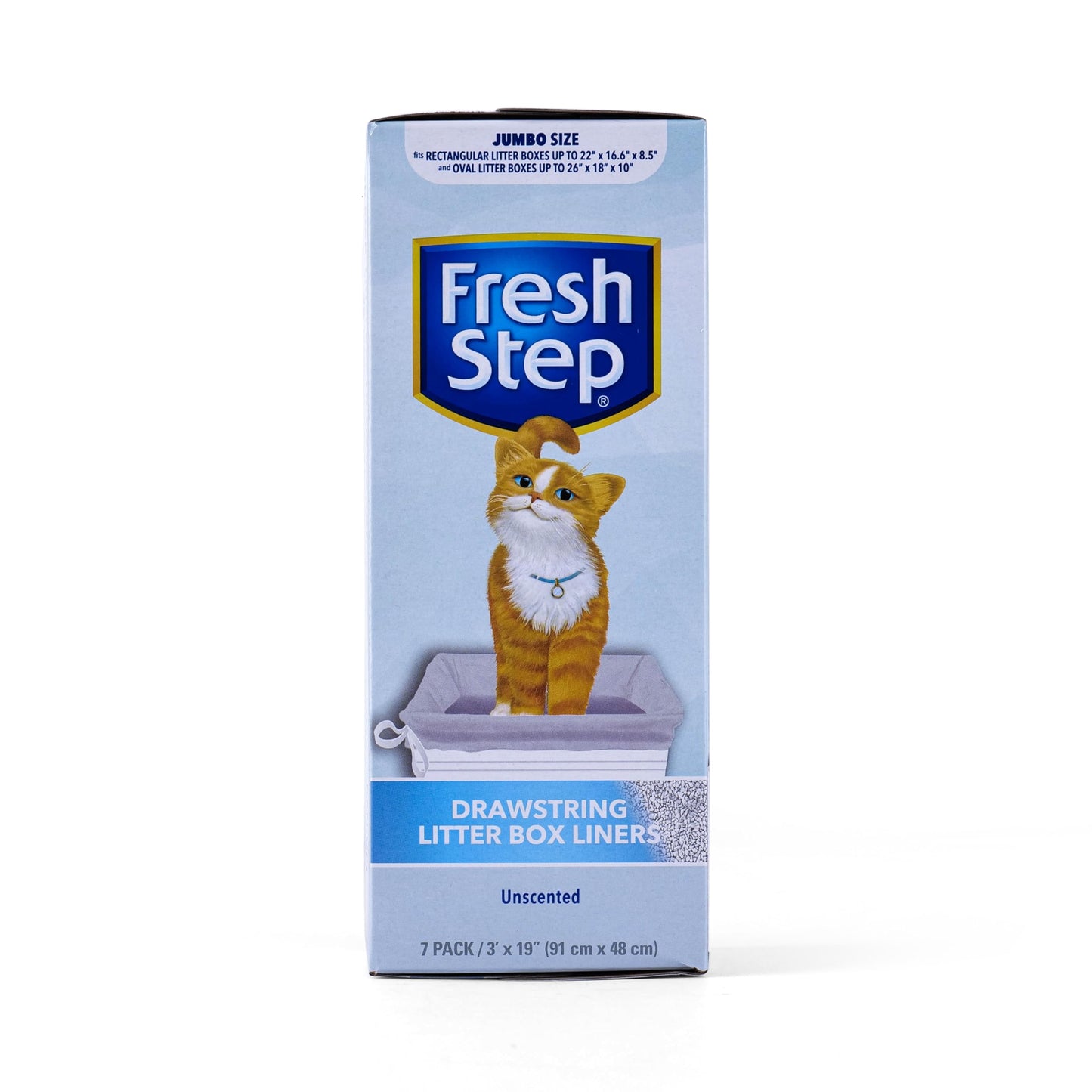 Fresh Step Drawstring Cat Litter Box Liners, Unscented, Size Jumbo, 36" x 19" | Kitty Litter Bags - 15 Count - Cat Litter Liners for Rectangle or Oval Large Litterboxes