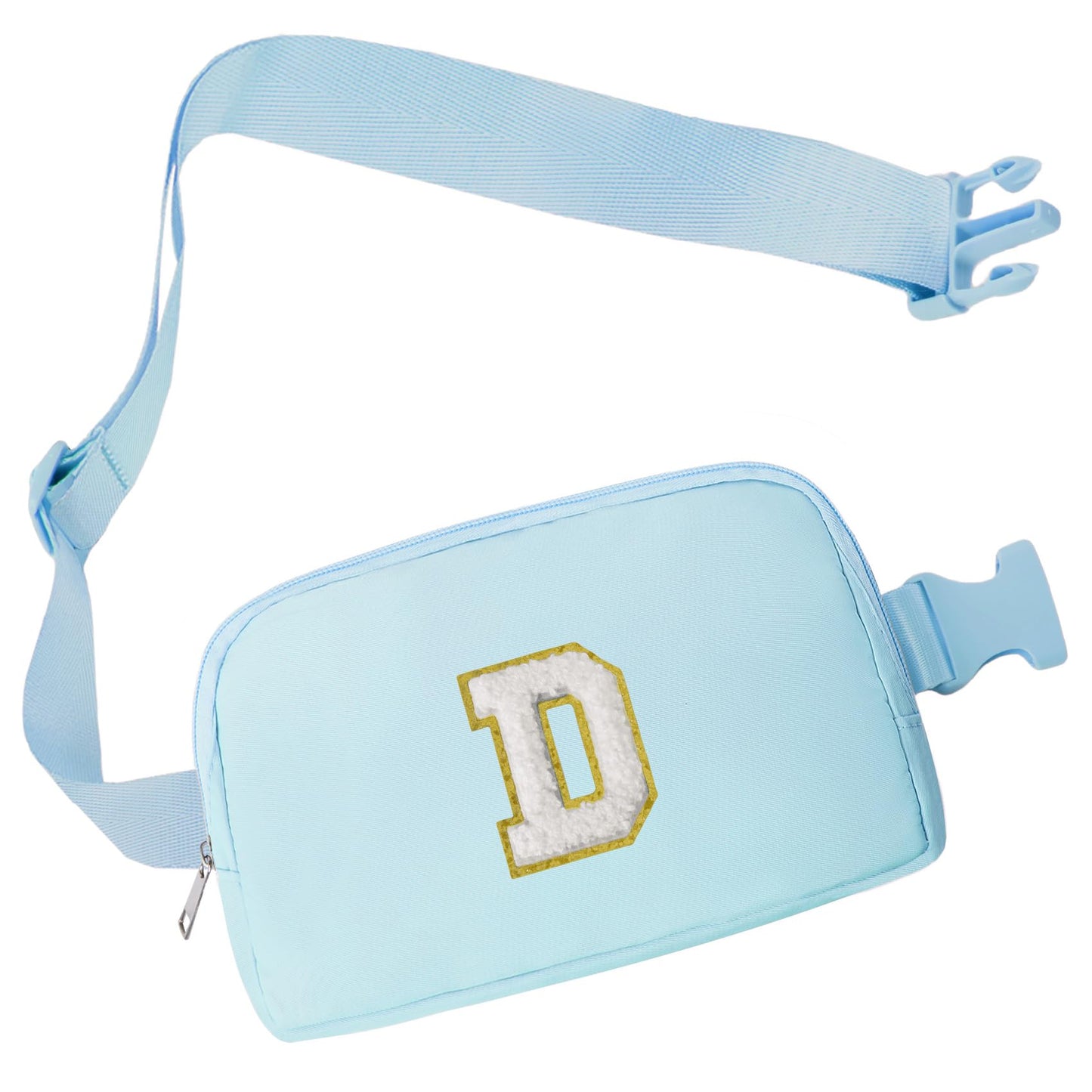 COSHAYSOO Pink Belt Bag Small Waist Fanny Pack Mini Crossbody Purse with Initial Preppy Letter Patch for Teen Girl Women Workout, Cross Body Chest Pouch Trending Birthday Gift Idea (S)