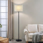 Modern Floor Lamp Simple Design with White Shade, Foot Pedal Switch, 60" Small Tall Lamps for Living Room Bedroom Office Dining Room Kitchen, Black Pole Lamp(Without Bulb)