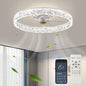 20‘’ Ceiling Fan with Light, Upgraded Low Profile Fan, Flush Mount Ceiling Fan, 6 Speeds, Dimmable LED, App & Remote Control, Quiet DC Motor, for Bedroom, Living Room, F115 White