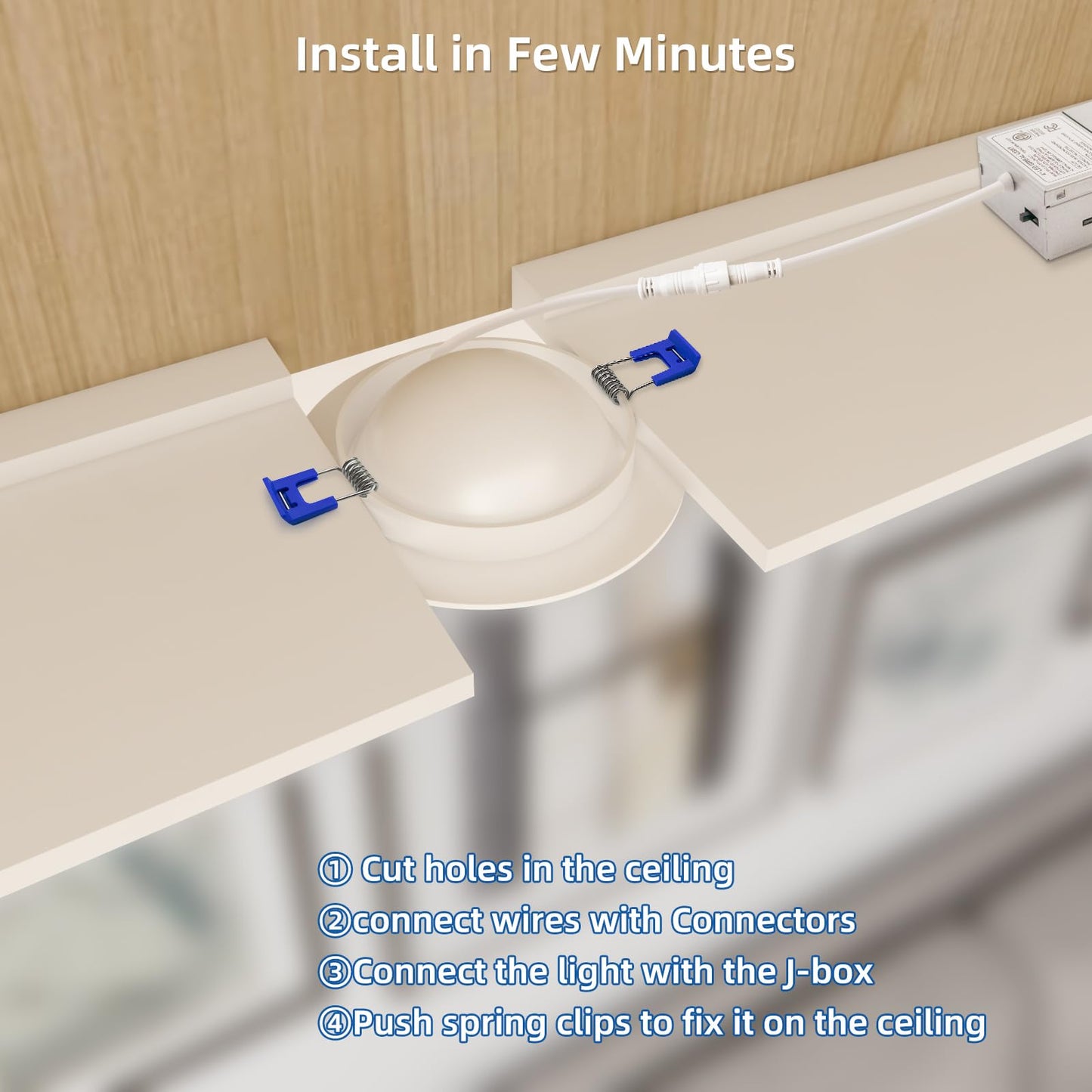 HONZIN 4 Pack 4 Inch Gimbal Recessed Lighting, 360° & 90° Adjustable Canless Downlight - 9W LED 750LM High Brightness, 5CCT 2700K-5000K Selectable, ETL/FCC & IC Rated, CRI90+ Dimmable