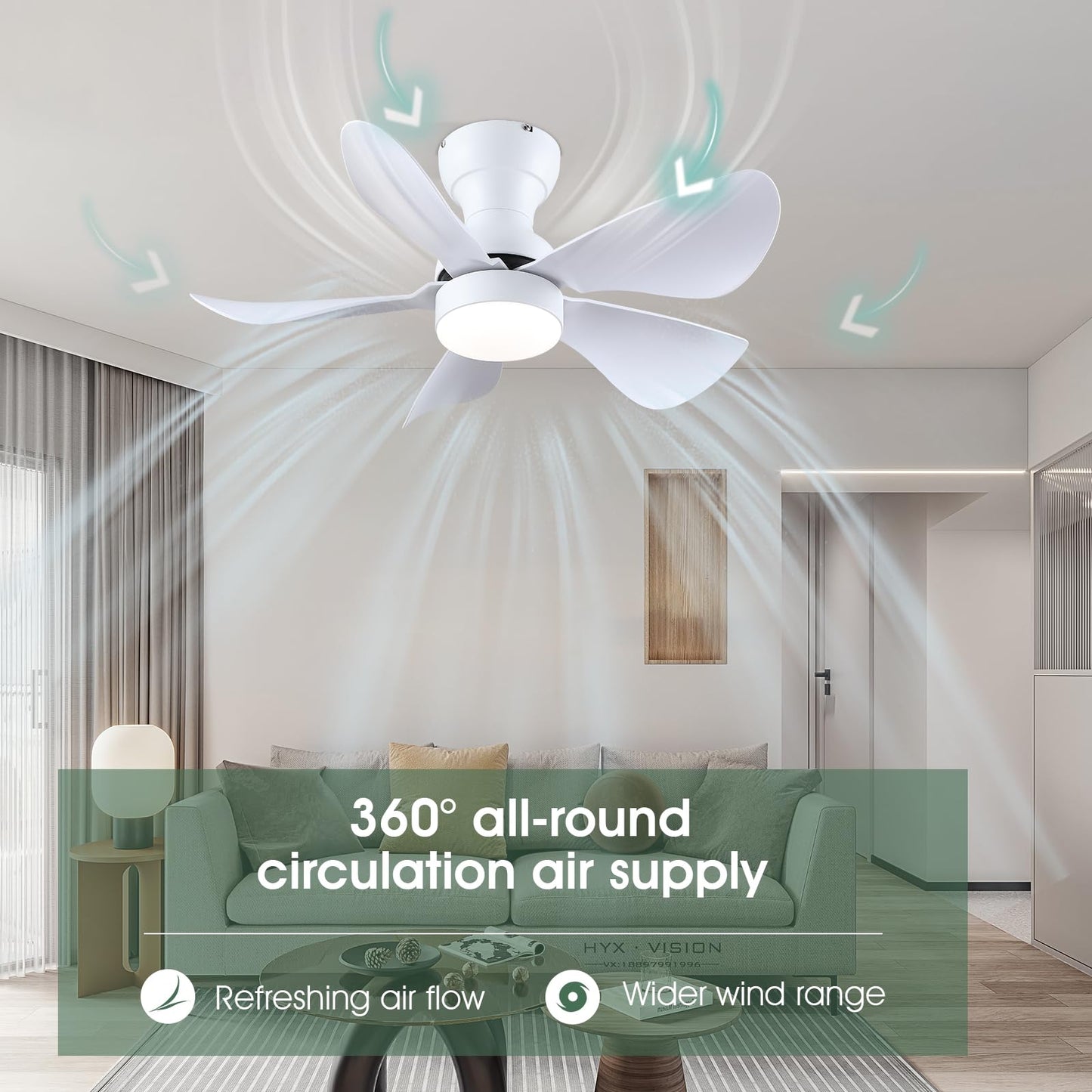 Ceiling Fans with Lights and Remote/APP Control, 30 inch Low Profile Ceiling Fans with 5 Reversible Blades 3 Colors Dimmable 6 Speeds Ceiling Fan for Bedroom Kids Room Dining Room, Black