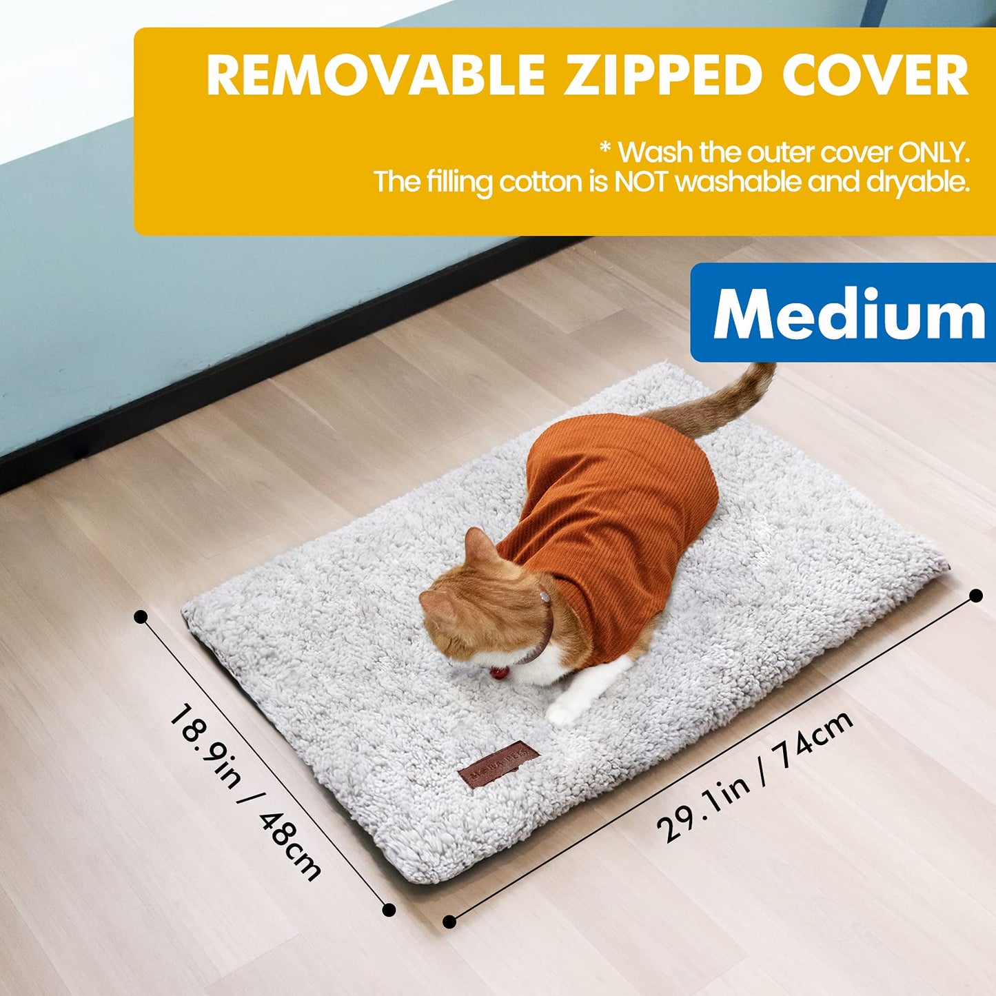Self Warming Cat Bed Self Heating Cat Dog Mat 24 x 18 inch Extra Warm Thermal Pet Pad for Indoor Outdoor Pets with Removable Cover Non-Slip Bottom Washable Non Electric