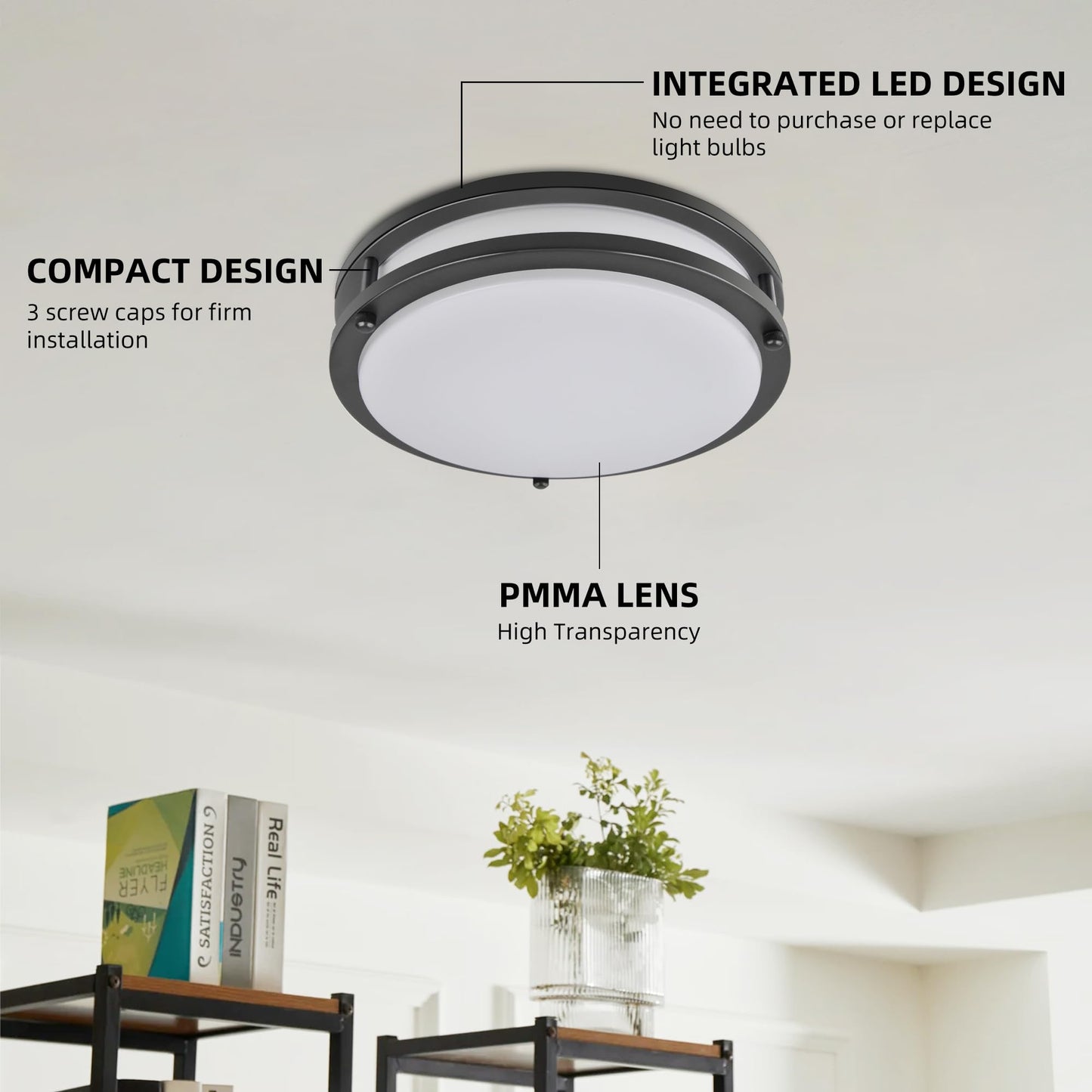13 inch Flush Mount LED Ceiling Light Fixture, 2700K/3000K/3500K/4000K/5000K Adjustable Ceiling Lights, Oil Rubbed Bronze Saturn Dimmable Lighting for Hallway Bathroom Kitchen or Stairwell, ETL Listed